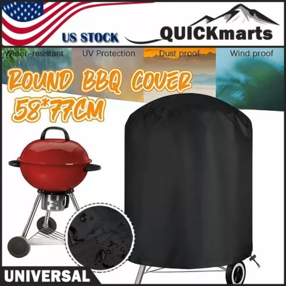 Bbq Round Grill Cover 30" Barbecue Waterproof Outdoor Heavy Duty Uv Protection