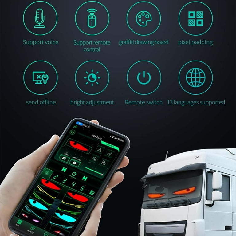 Pannello LED Per Auto 'Devil Eyes' – 2 Pezzi Da 120x595 Mm, Programmabile Con App E Telecomando, Impermeabile IP65