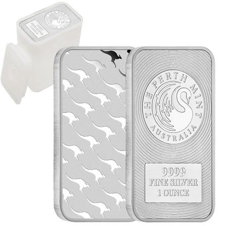 Tube of 20 - 1 oz Australia Perth Mint Silver Kangaroo Bar .9999 Fine