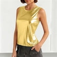 thumbnail image 4 of cocolona Summer Shiny Tank Tops Crew Neck Sleeveless Slim Fit Party Club Shirts Trendy Casual Sparkly Blouses, 4 of 7