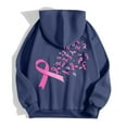 thumbnail image 6 of Cute Sweatshirts For Women Trendy Solid Color Zip Up Hoodie Pullover Cancer Awareness Month Casual Comfortable For Everyday Wear Tops Clothes With Pocket Navy L, 6 of 6