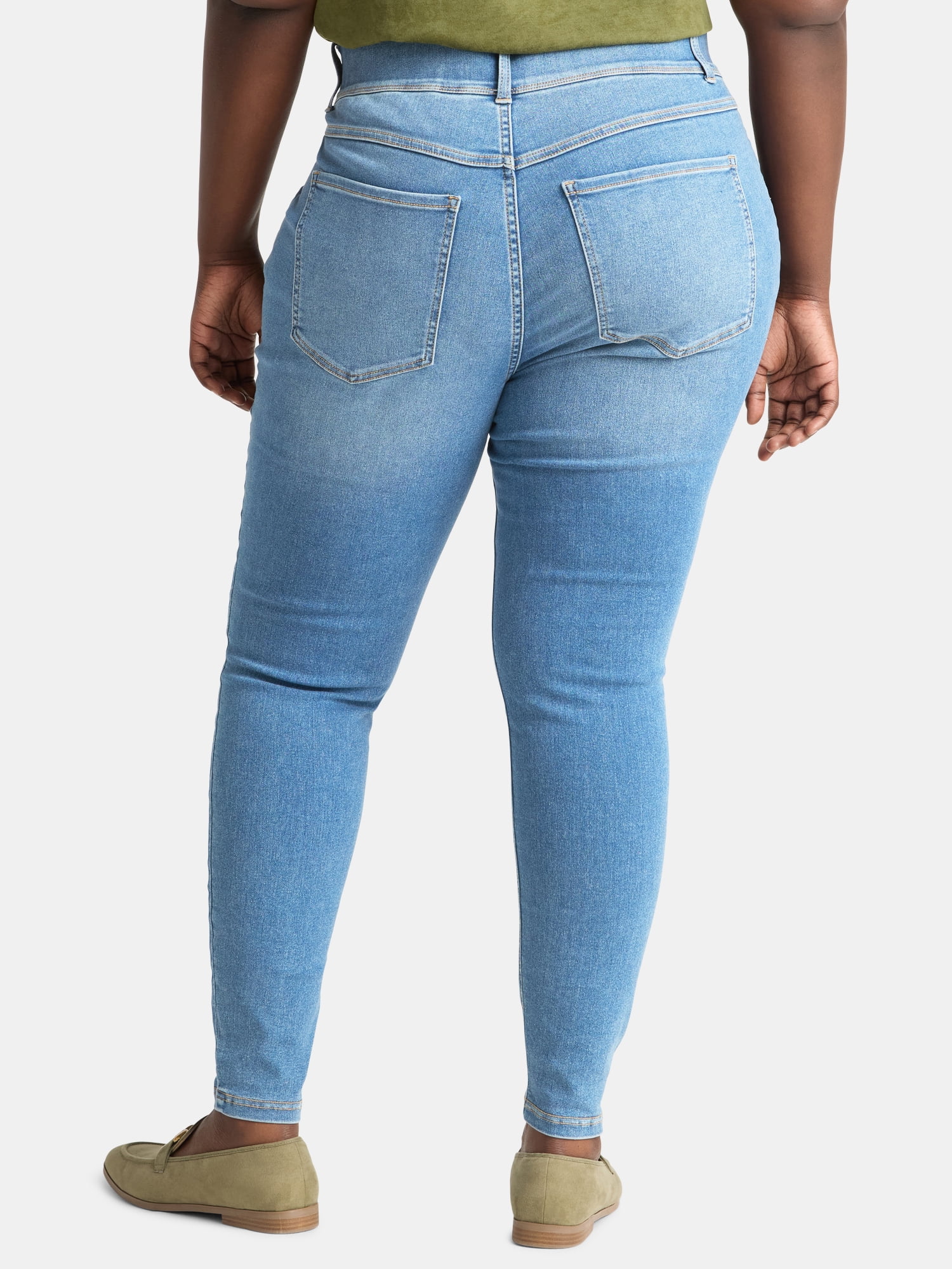 Terra & Sky Women's Plus Size High Rise Jeggings, 2-Pack, 28" Inseam, Sizes 0X-5X