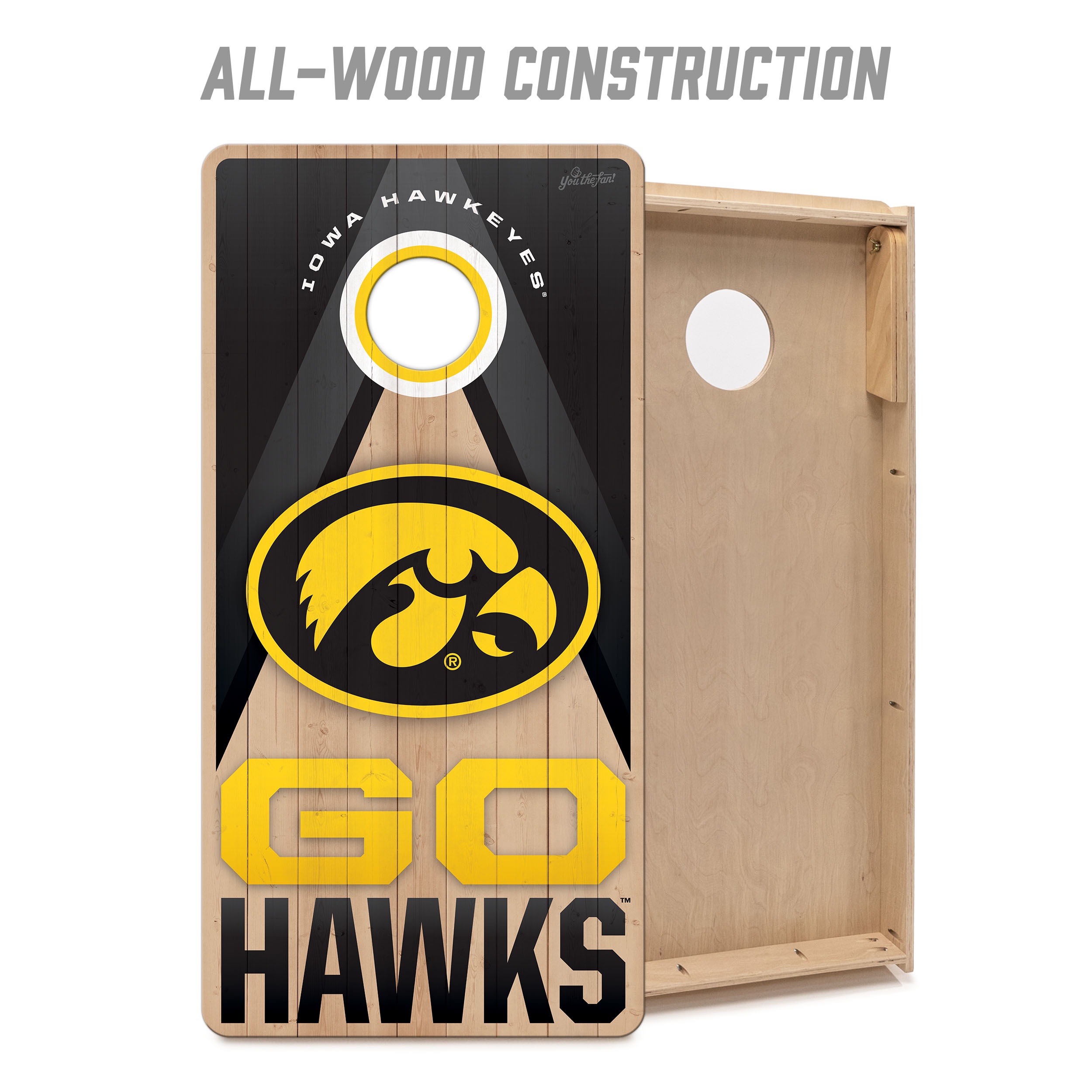 YouTheFan NCAA Iowa Hawkeyes 2X4 Slogan Series Cornhole NO BAGS