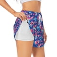 thumbnail image 3 of Lsque Blue Skull Flower Printed Women's Running Shorts with Liner Pockets,Elastic Quick Dry Workout Athletic Gym Yoga Shorts,Womens High Waist Shorts-X-Large, 3 of 9
