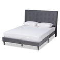thumbnail image 2 of Baxton Studio Gothard Gray Velvet and Dark Brown Wood King Size Platform Bed, 2 of 6