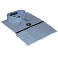 thumbnail image 2 of Mens Milani dress shirt soft cotton Blend easy wash business long sleeves Blue, 2 of 6