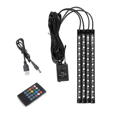 

Car Foot Atmosphere Light One Drag Four Colorful Remote Control Voice Control Rgb Music Rhythm Light Decorative Light
