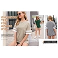 thumbnail image 5 of Stripe Sleeve Women Loose Casual T-Shirt Round Neck Crew Neck Oversize Tops, 5 of 5