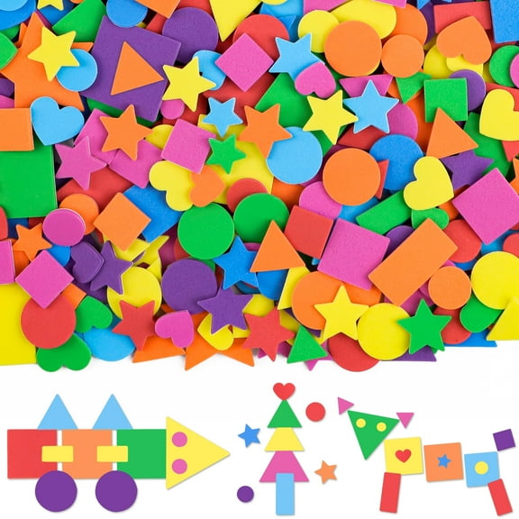 Neasyth 1600 pcs Foam Stickers Self-Adhensive Geometric Shaped Sticker for Scrapbooks Kindergarten Wall Decoration