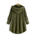 thumbnail image 3 of Lindreshi Winter Coats for Women 2025 Trendy Women Plus Size Button Plush Tops Hooded Loose Cardigan Wool Coat Winter Jacket, 3 of 3
