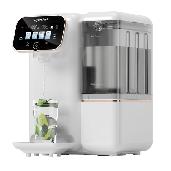 Hydrofast B100 Countertop Water Purifier, Room Temperature, 6-Stage Filtration, No Installation, Smart Touchscreen, Large Capacity Water Tank, 3:1 Pure to Drain Ratio, White