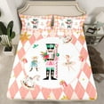 thumbnail image 2 of Homewish Cartoon Xmas Nutcracker Full Size Sheets for Kids, Pink Princess Fairy Elf Bed Sheets, Dreamy Gold Snowflake Sheet Sets, Super Cozy Room Decor, 4-Piece, 2 of 7
