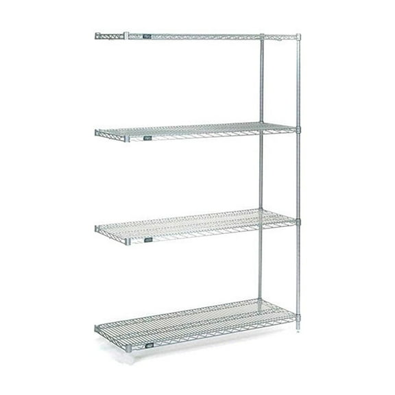 Nexel Stainless Steel, 5 Tier, Wire Shelving Add-On Unit, 36"W x 30"D x 63"H