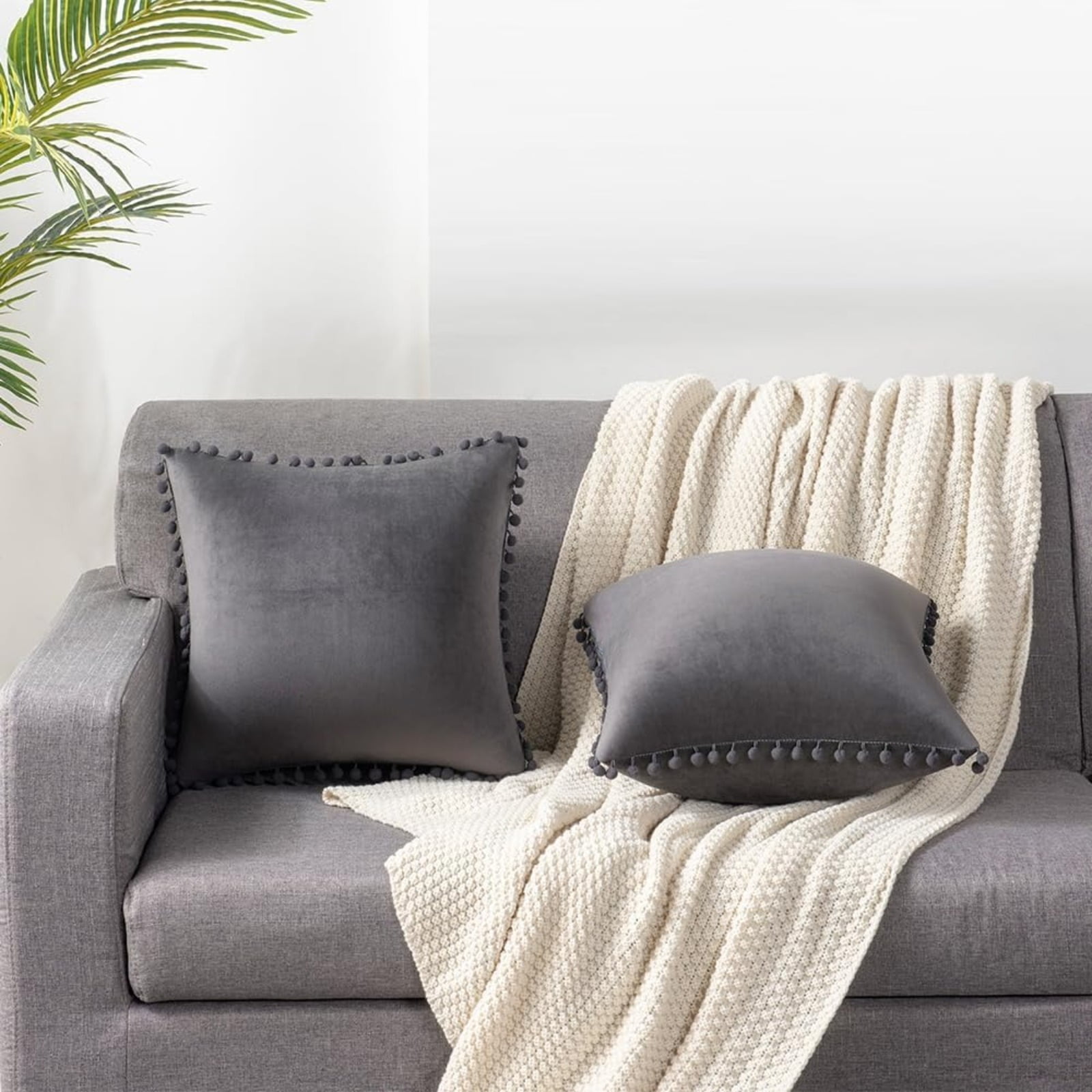 20×20 Inch Decorative Throw Pillow Cover 2-Pack Soft Textured Accent Cushion for Sofa Bed Living Room Home Decor