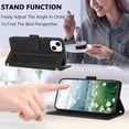 thumbnail image 5 of Leather For Apple iPhone 14 Case Tulip Embossed 5-card  Flip Wallet Leather Case with Card Holder Magnetic Closure ,Detachable Wrist Strap,Shockproof Phone Cases Cover,Black,For iPhone 14, 5 of 9