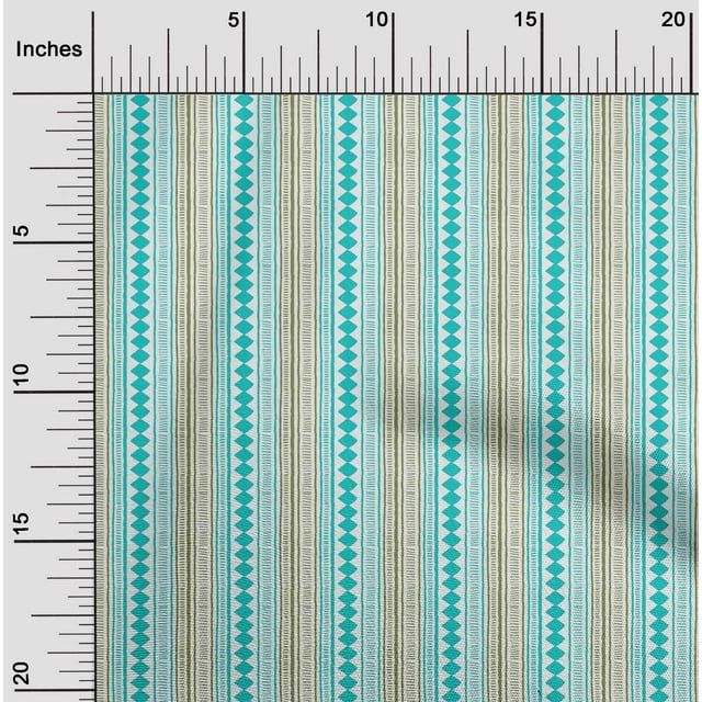 oneOone Silk Tabby Fabric Stripe & Diamond Block Print Fabric BTY 42 Inch Wide