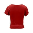 thumbnail image 4 of Women's Slim Fit Summer T Shirt Square Neck Casual Top Solid Color Short Sleeve Tee Comfortable Stylish Basic Blouse, 4 of 8