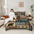 thumbnail image 4 of Feelyou Rustic Deer Bear Queen Comforter Set, Vintage Bohemian Aztec Bedding Sets, Hippie Western Animal Reversible Bedding Comforter Set, Microfiber Bedroom Decor, 3-Piece, 4 of 8