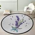thumbnail image 3 of Coolnut Round Rugs for Living Room, Lavender Flowers Watercolor Flora Non-Slip Coral Velvet Long Runner Rugs, Washable Water Absorbent Mat Carpet for Bedroom Kitchen Kids Room, 3 of 6
