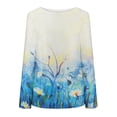 thumbnail image 4 of IROINNID Savings Womens Long Sleeve Tops O-Neck Printing Loose Tops Lounge T-shirt Blouse,Blue, 4 of 5