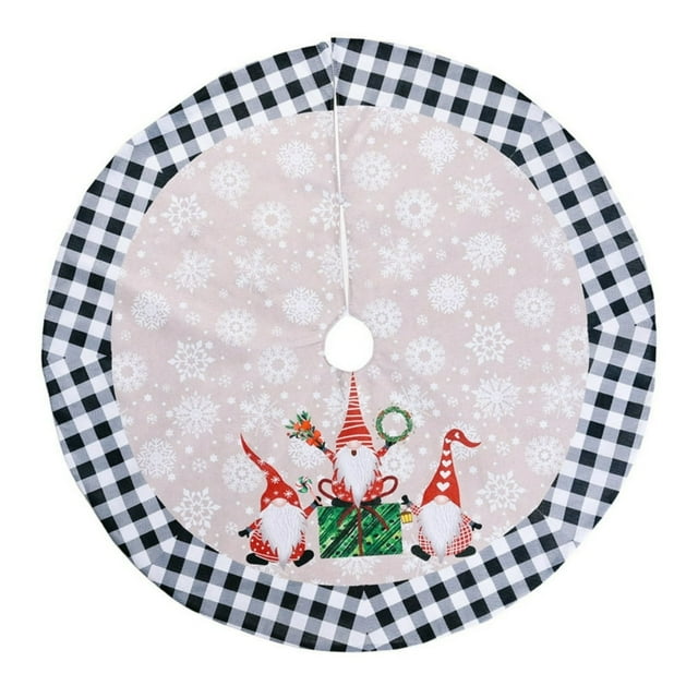 Christmas 1.2m Old Man In The Forest Plaid Tree Dress Ornament Christmas Tree Bottom Decorative Carpet Cloth