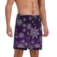 thumbnail image 2 of Balery Snowflake Gradient Purple Pantalones cortos de pijama de punto de algodón para hombre con cinturilla y bolsillos-Medium, 2 of 6