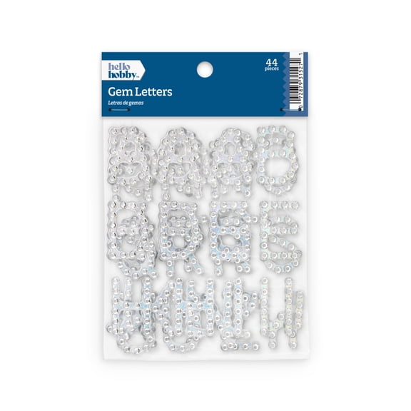 Hello Hobby Accessory Adhesive Gem Letters, Silver, 44 pieces