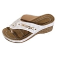 thumbnail image 6 of Rokment Women's Orthopedic Wedges Dressy Sandals Trendy Casual Leather Platform Flip Flops with Arch Support Beach Comfortable Walking Slip on High Heels Slides Shoes A Size 6, 6 of 7