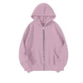 thumbnail image 4 of Women's Fall Zipper Front Long Sleeve Hooded Sweatshirt, Lightweight Casual Outdoor Pullover with Front Pockets, Streetwear Style Top for Daily Wear and Autumn Activities Pink S, 4 of 5