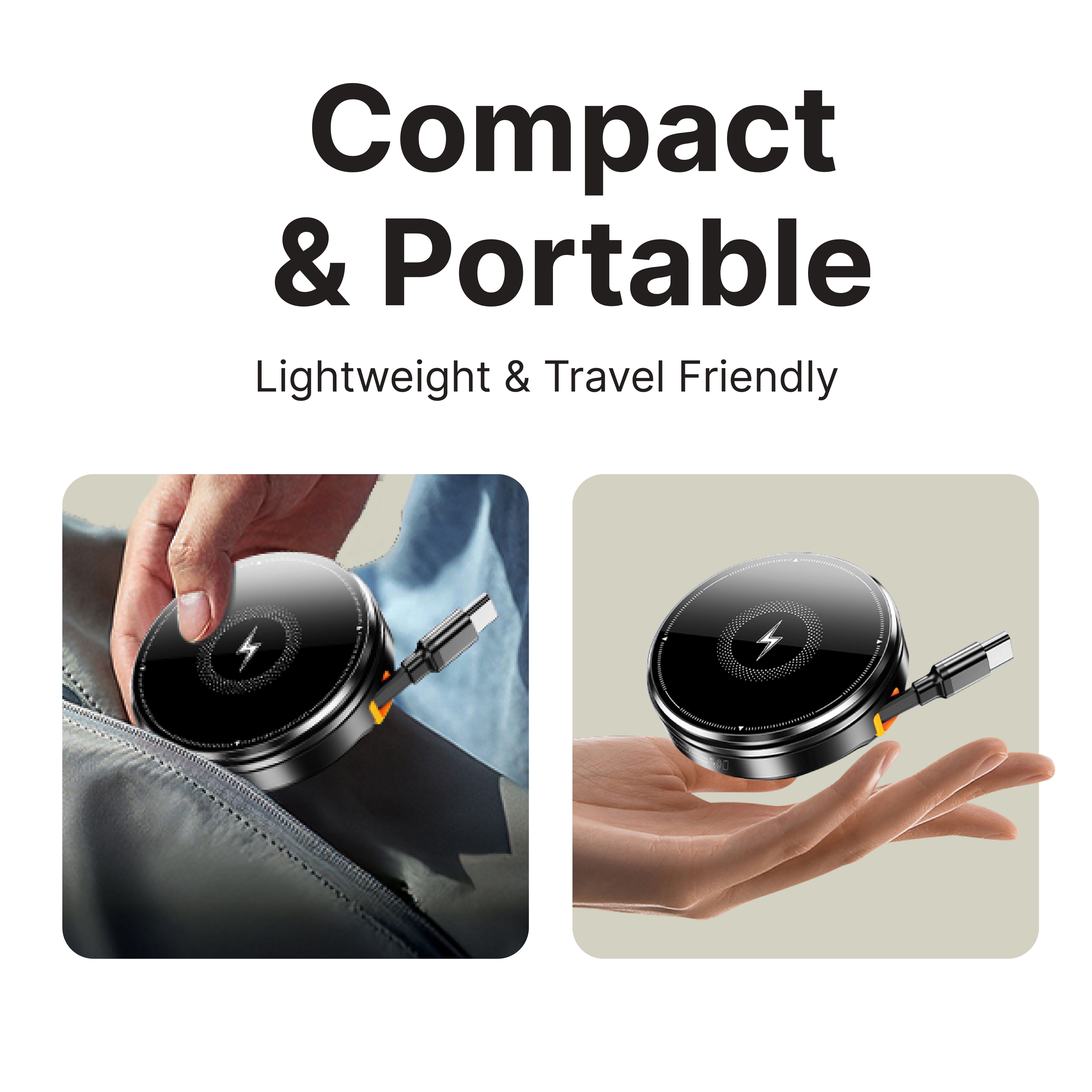IJS 3-in-1 Magnetic Wireless Charger with Retractable Cord & Kickstand – For iPhone, AirPods & Apple Watch