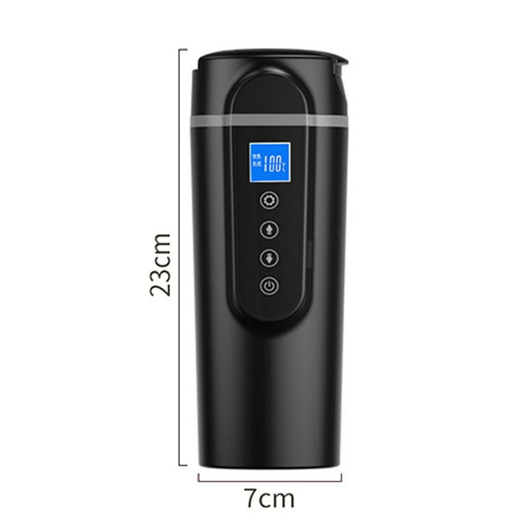 Portable 12V Thermos Van Tea Coffee Mug Electric Thermal Flask Heating Cup Car Accessories Black Small Screen