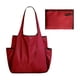 thumbnail image 2 of Bolsa de compras plegable impermeable con bloque de color y bolsillo lateral para botella de agua, gran capacidad, almacenamiento portátil, uso unisex, 2 of 6