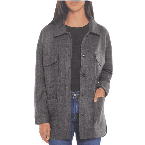Banana Republic Ladies' Structured Gray 4 Pocket Super Soft Large Shirt Jacket Medium