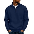 thumbnail image 2 of qafoshin Mens 1/4 Zip Pullover Sweatshirt Fall Winter Stand Collar Long Sleeve Shirts Trendy Casual Solid Color Pullover Tops with Pocket, 2 of 6