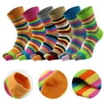 thumbnail image 4 of 6 Pairs Women Cotton Five Finger Ankle Socks Rainbow Colorful Striped Breathable Toe Separated Mid Tube Hosiery Gifts, 4 of 21