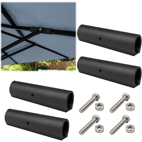 Umbrella Rib Repair Sleeve Kit 4 Pack – Heavy-Duty Patio Frame Connector for Broken Umbrella Ribs, Outdoor Canopy Support, and Frame Joint Restoration