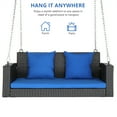thumbnail image 5 of Tcbosik Rattan Swing Chair with Cushion, Hanging Bench with Chain, Outdoor Lounge Chair for Garden, Balcony, Living Room, 660 lbs Capacity, Black, 5 of 13