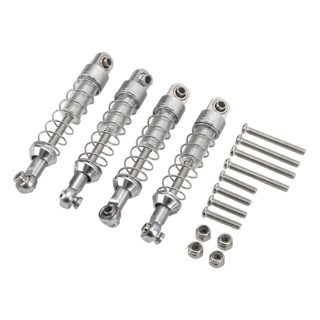 2 pares de amortiguadores de aleación de aluminio de 60 mm para coches RC, piezas de modificación para modelos WPL C14 C24 MN D90 99S (plata)