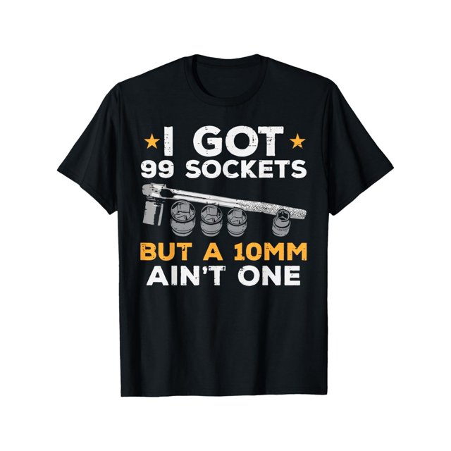 Camiseta de algodón para hombre con cuello redondo y estampados clásicos. "Tengo 99 enchufes de 10 mm, no soy uno".