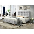 thumbnail image 2 of Omax Decor Hugo Wood & Fabric Upholstered Queen Platform Bed in Light Gray, 2 of 4