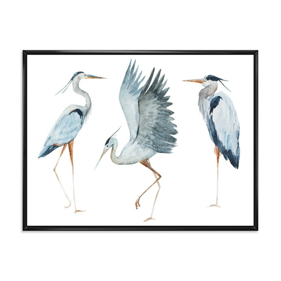 Designart 'Portrait Of Heron Birds II' Traditional Framed Canvas Wall Art Print