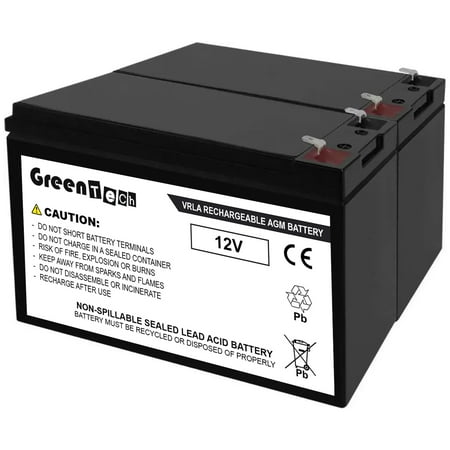 GREENTECH COMPATIBLE RB1290X2 SLA BATTERY FOR CYBERPOWER BRG1350AVRLCD BRG1500AVRLCD LX1500GU CP1350AVRLCD CP1500AVRLCD CST150XLU CP1000AVRLCD CP1000PFCLCD CP1000PFCLCDTAA (12V 9AH x 2)