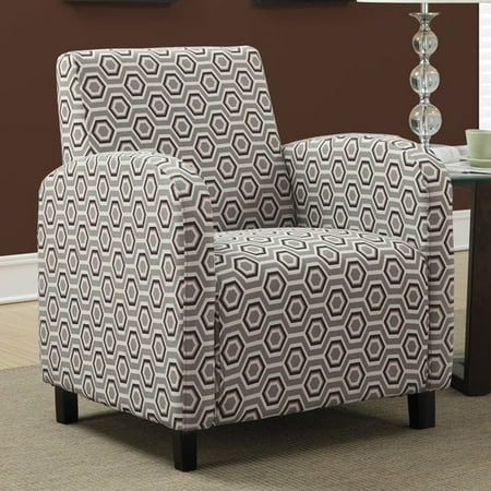 Monarch Accent Chair Grey / Earth Tone " Hexagon " Fabric - Walmart.com