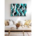 thumbnail image 4 of Aqua Stripe Wall Art for Living Room,Canvas Picture Wall Decor for Bathroom Bedroom,Ombre Grey Moire Geometric Modern Abstract Painting Artwork for Office Kitchen Hallway Dining Room Decor 20"x24", 4 of 8