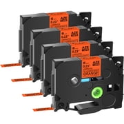 GREENCYCLE 4 Pack Compatible for Brother TZe-B11 TZ-B11 TZB11 TZeB11 TZe Tape 6mm 0.24'' Laminated Black on Fluorescent Orange Label Tapes Cassette use in Ptouch Labeler Label Maker 16.4ft 5m