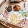 thumbnail image 3 of Watercolor Palm Leaves Placemats Set of 12 Summer Tropical Botanical Bohemia Place Mats Indoor Wipeable Table Mats Washable Cloth Dining Table Placemats for Kitchen Holiday Party Decor 13x19 Inch, 3 of 9