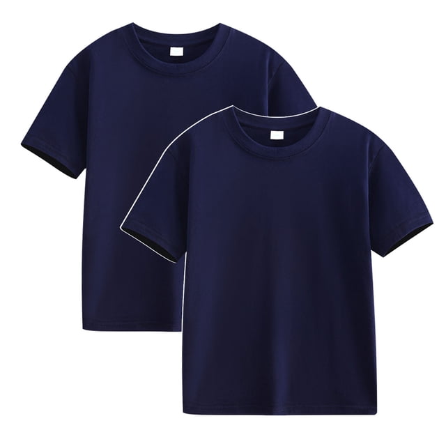 Shirts for Girls, 2 Pack Girls Shirts Short Sleeve Shirt Girls T Shirts Soft Cotton Basic Tees Kids Tshirts Solid Summer Top T-Shirt