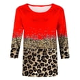 thumbnail image 5 of Pompotops T-shirt Mode Femme Imprimé Léopard Ample Manches 3/4 Col Rond Haut Décontracté Liquidation, 5 of 5