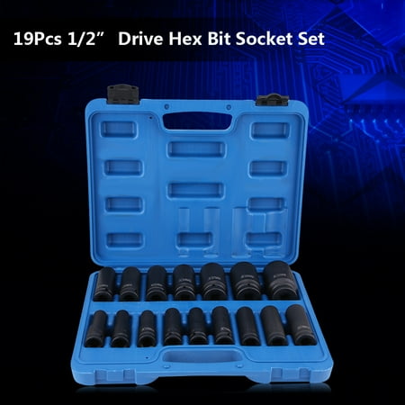 Hex Driver Socket Set Hilitand 16Pcs 1/2 Inch Drive Air Hex Bit Socket Set Repair Tool Kit 10MM-32MM, Air Hex Bit Socket, 1/2 Hex Bit Socket ()