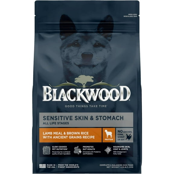 Blackwood Dry Dog Food Sensitive Skin & Stomach Lamb Meal with Ancient Grains 4.5 lb.
